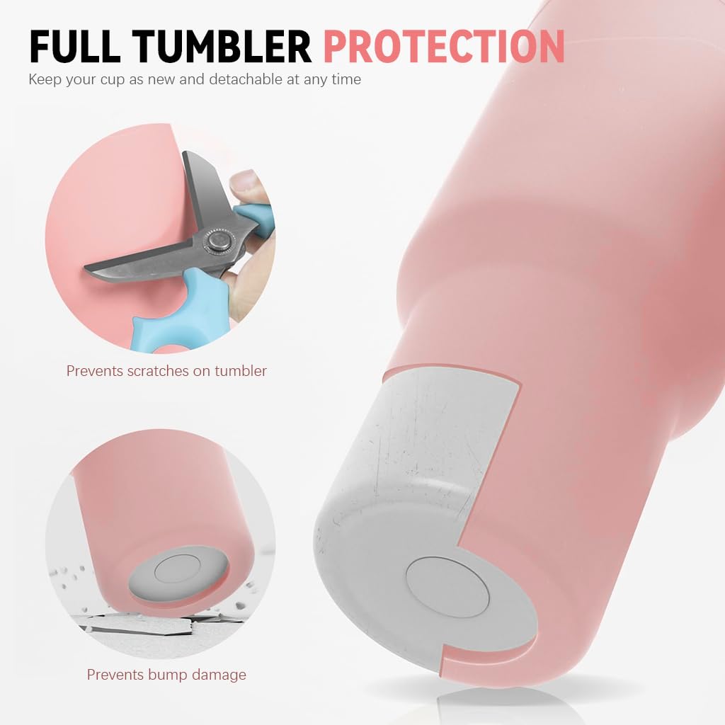 HASTHIP Silicone Sleeve for 40 oz Stanley Cup with Anti Slip Grip and Pink Protective Cover