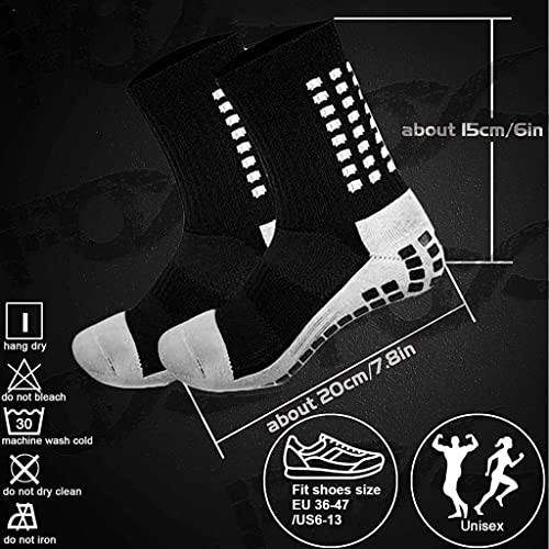 Proberos® Hi-Tech Performance Athletic Socks for Men Women Rubber Anti-Slip Thicken Cushion Sport Ankle Length for Badminton Soccer Running Gym Indoor Training 3 PCS
