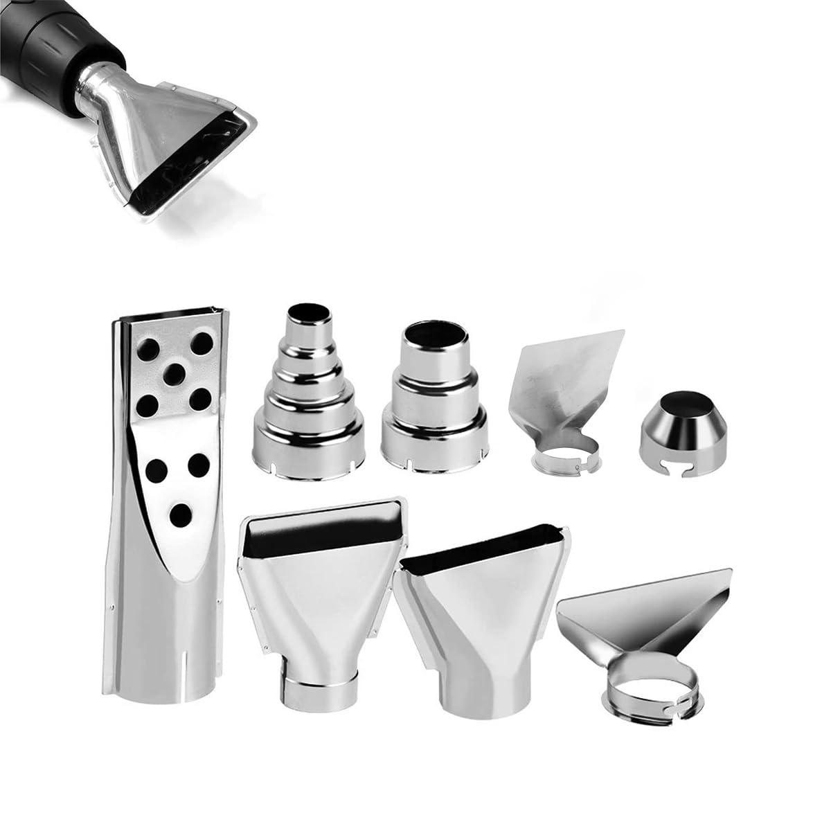 Serplex Heat Gun Nozzle Set 8Pcs for Soldering and Shrinking with Stainless Steel Build | Universal Fit Attachments