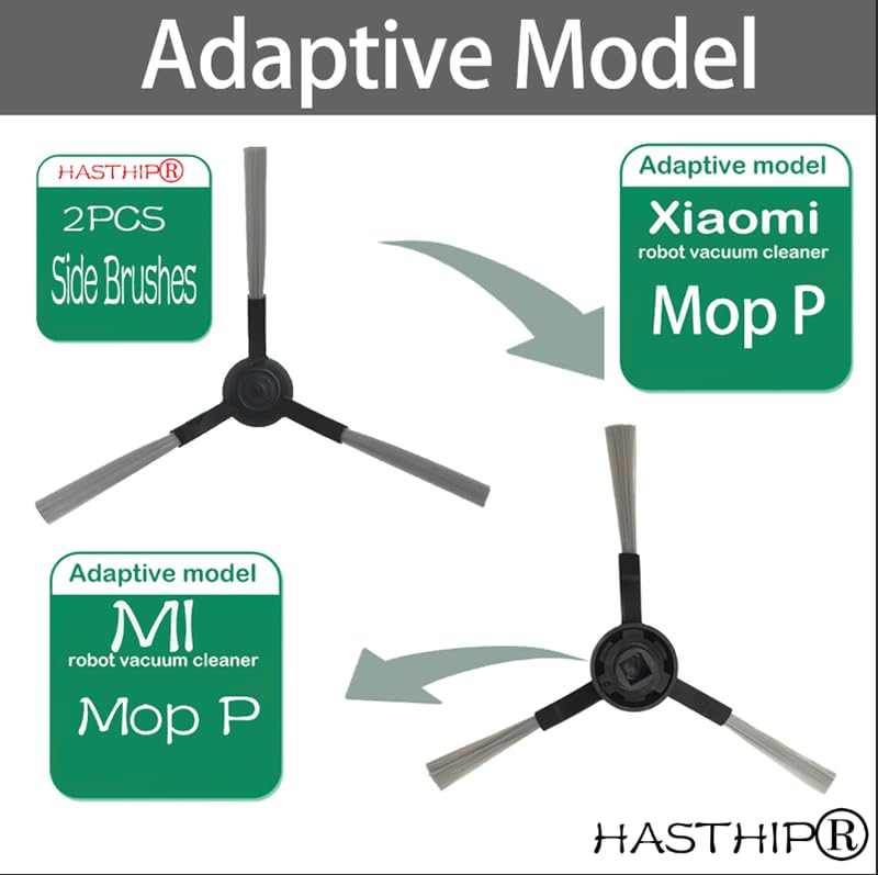 HASTHIP Side Brushes for Mi Robot Vacuum Mop P with Anti Tangle Design | 8Pcs Replacement Set