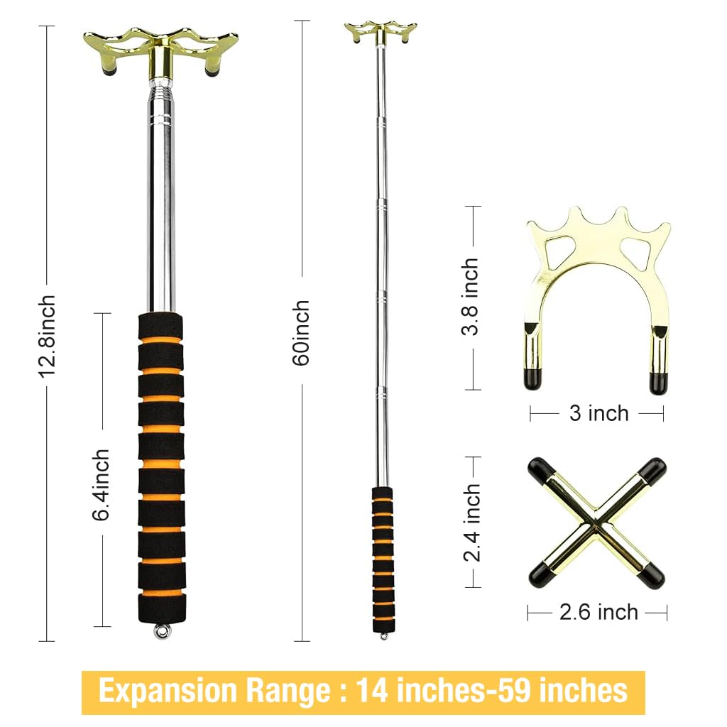 Proberos Billiards Bridge Stick for Precision Cue Control with 59 in Telescopic Shaft and Brass Spider Head