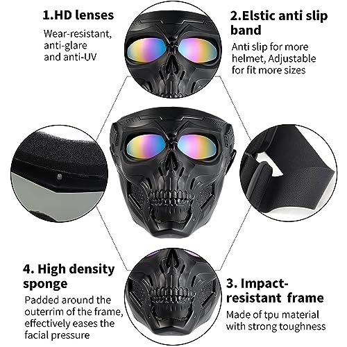 Proberos Motorcycle Goggle Mask Fun Face Mask Full Face Mask Windproof Goggles Mask for Motorcycle, Offroad, Dune Buggy, Halloween Mask Party Dressing Up Fun Gift