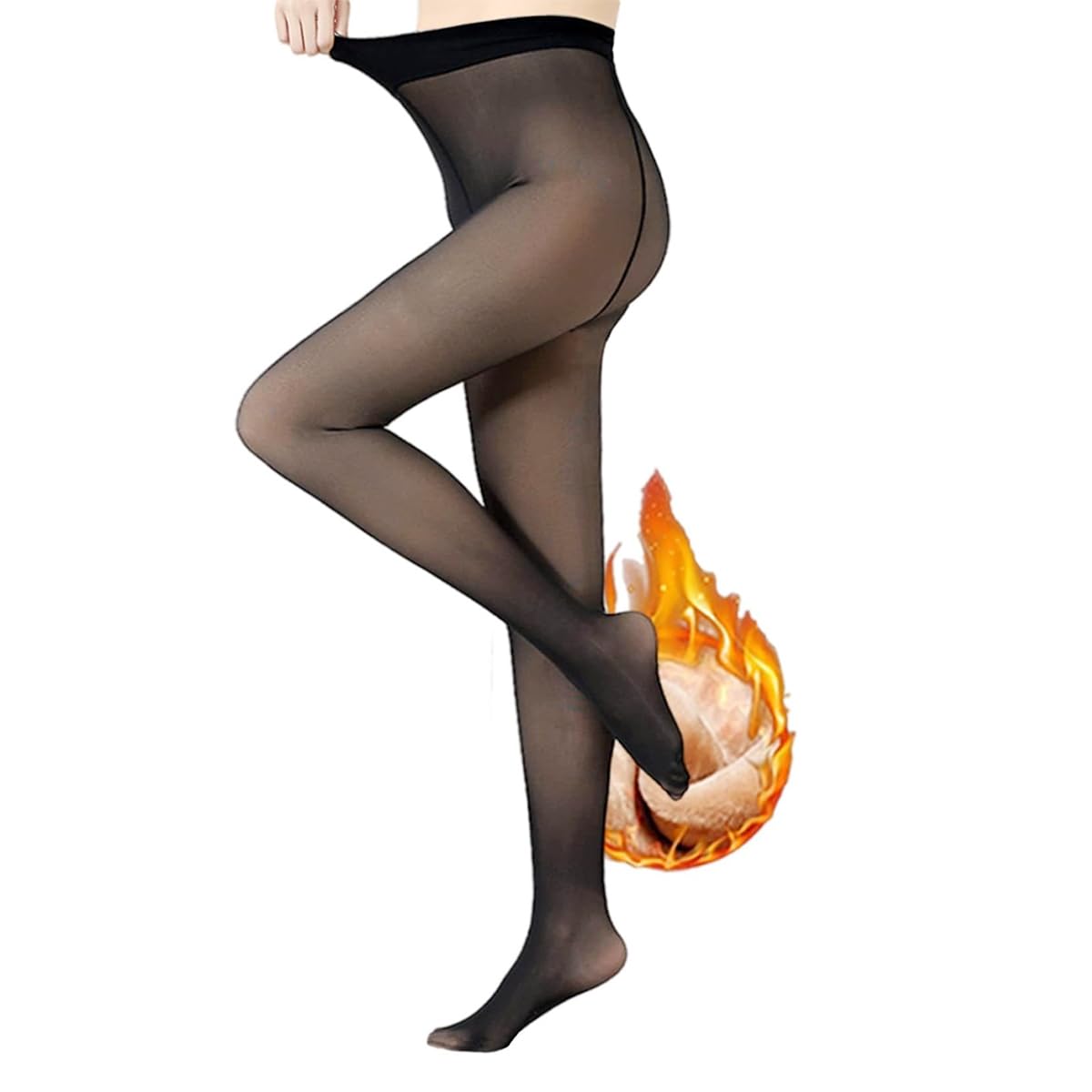 PALAY Women's Fleece Lined Tights for Winter Warmth with High Waist Support | Black Free Size