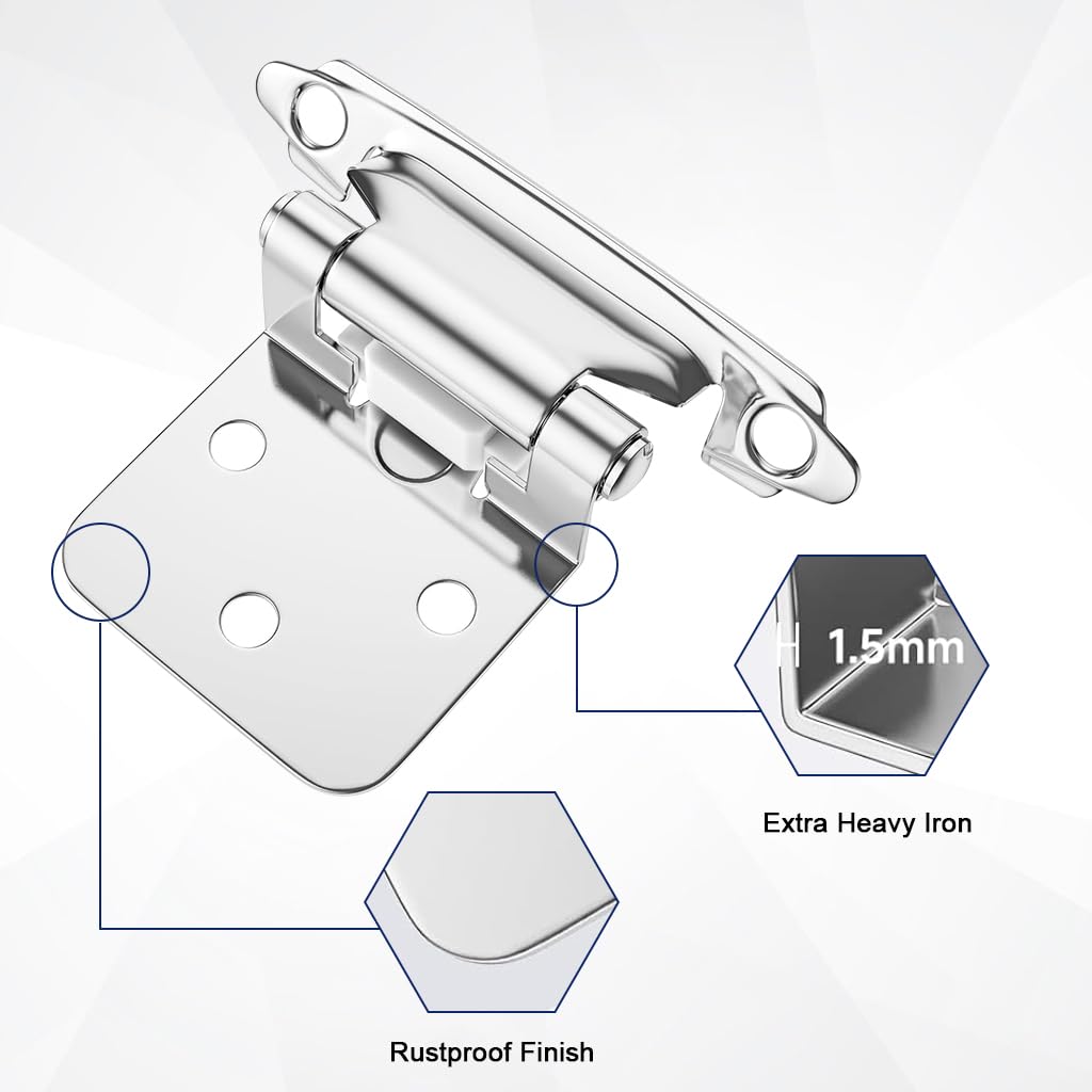 Serplex Cabinet Hinges for Closet and Cupboard Doors with Spring Self Closing Mechanism | 4pcs Set Including Screw Pack