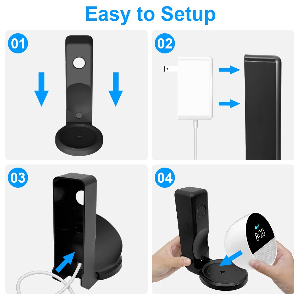 ZORBES Wall Mount Holder for Echo Spot T5 with Dual Function Cord Organizer | No Drill Setup