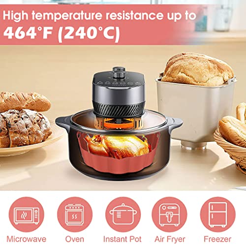 HASTHIP® Air Fryer Silicone Liner, Non-Stick Reusable Round Silicone Pot with Ear Handles, Air Fryer Oven Accessories, No Need to Clean the Air Fryer, Brown (Top: 7.5 inches - Bottom: 6.8 inches)