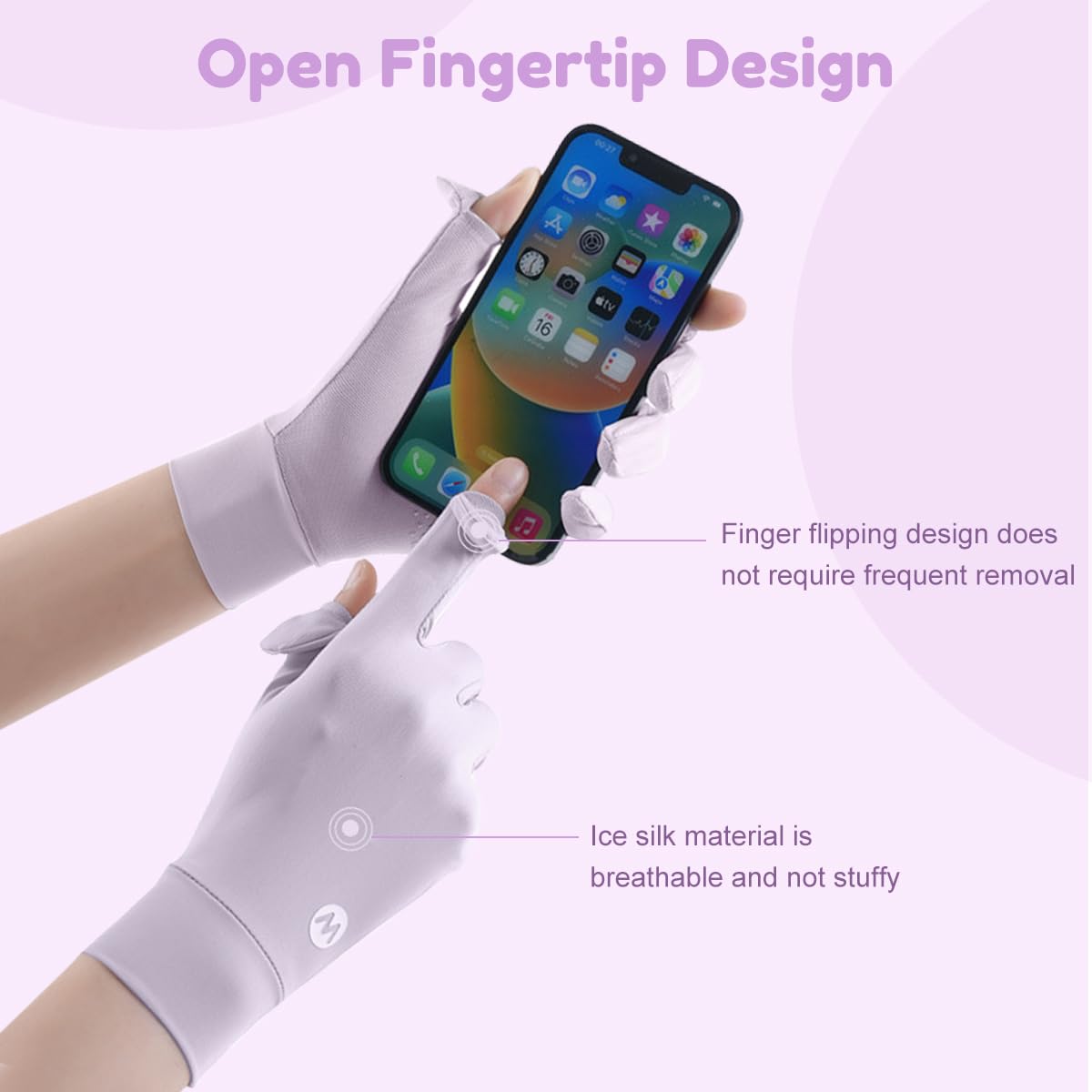 SANNIDHI Hand Gloves for Women with UPF 50+ Sun Protection featuring Ice Cool Mesh | Purple 2PCS