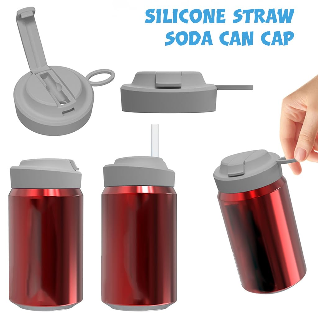 HASTHIP Soda Can Lids for Beverage Juice with Silicone Straw Covers BPA-Free 2PCS