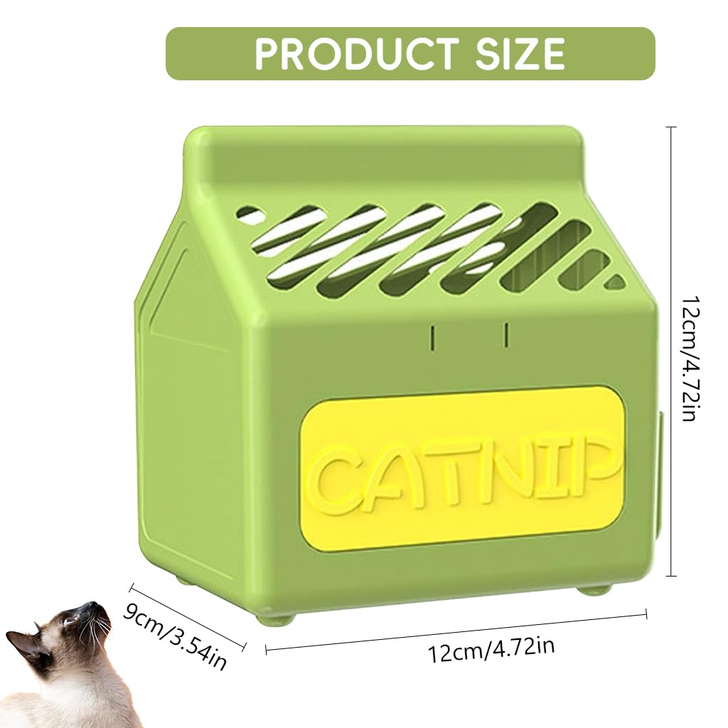 Qpets® Cat Grass Planting Box Catnip Growing House Catnip Plant Pot Cartoon Milk Box Catnip Growing Box, 12x9x12cm