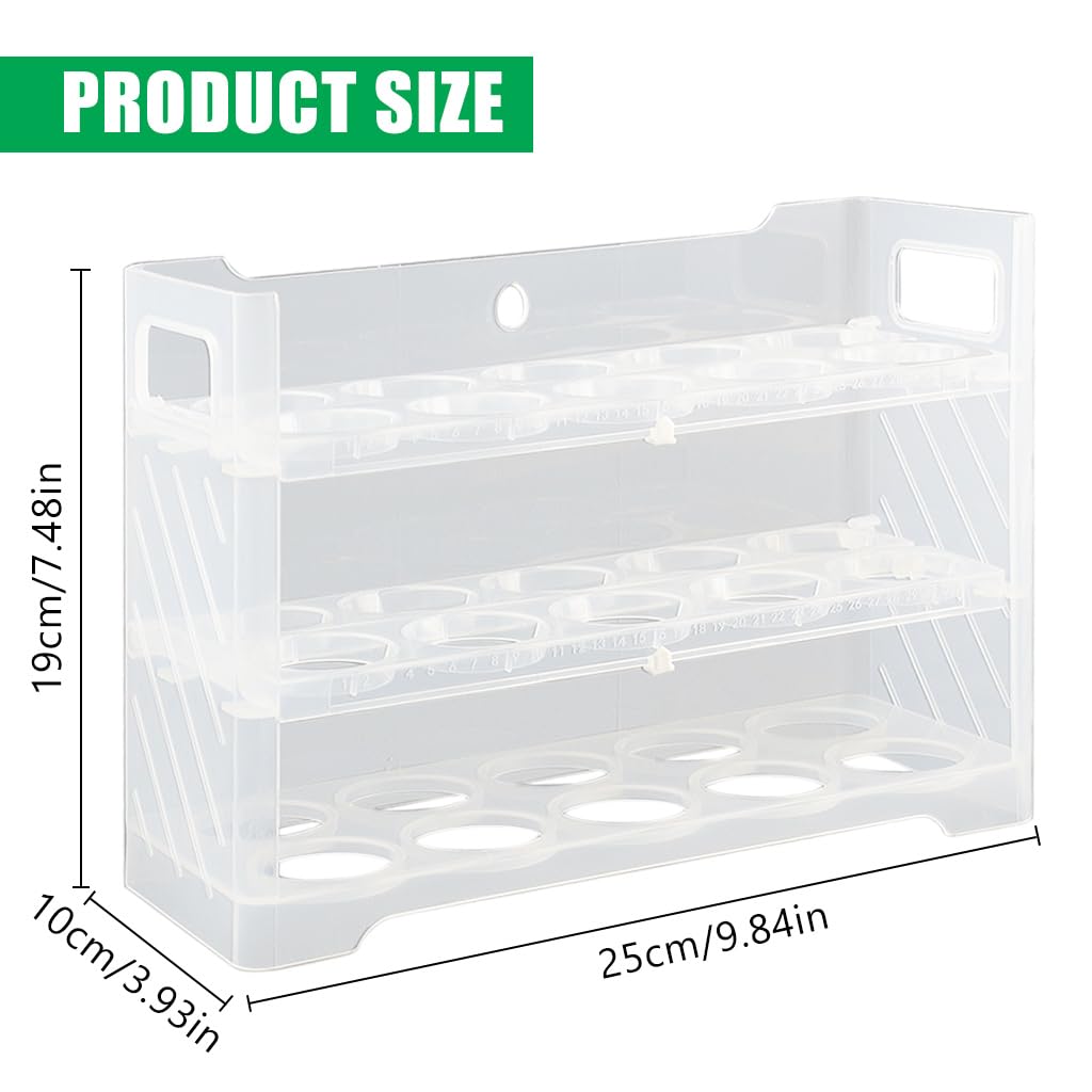 Supvox® 30 Grid Egg Tray for Refrigerator, 3-Layer Flip-Type Egg Storage Rack Anti-Collision Egg Storage Box, Versatile Large Capacity Egg Organizer Egg Holder Rack Kitchen Accessories (Transparent)