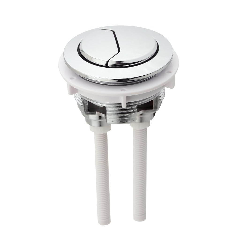 HASTHIP® Replacement Toilet Button Dual Flush Button Silver Universal Toilet Tank Button Water-saving Toilet Flush Button with Half Flush & Full Flush Home Toilet Button, 48mm-58mm Dia
