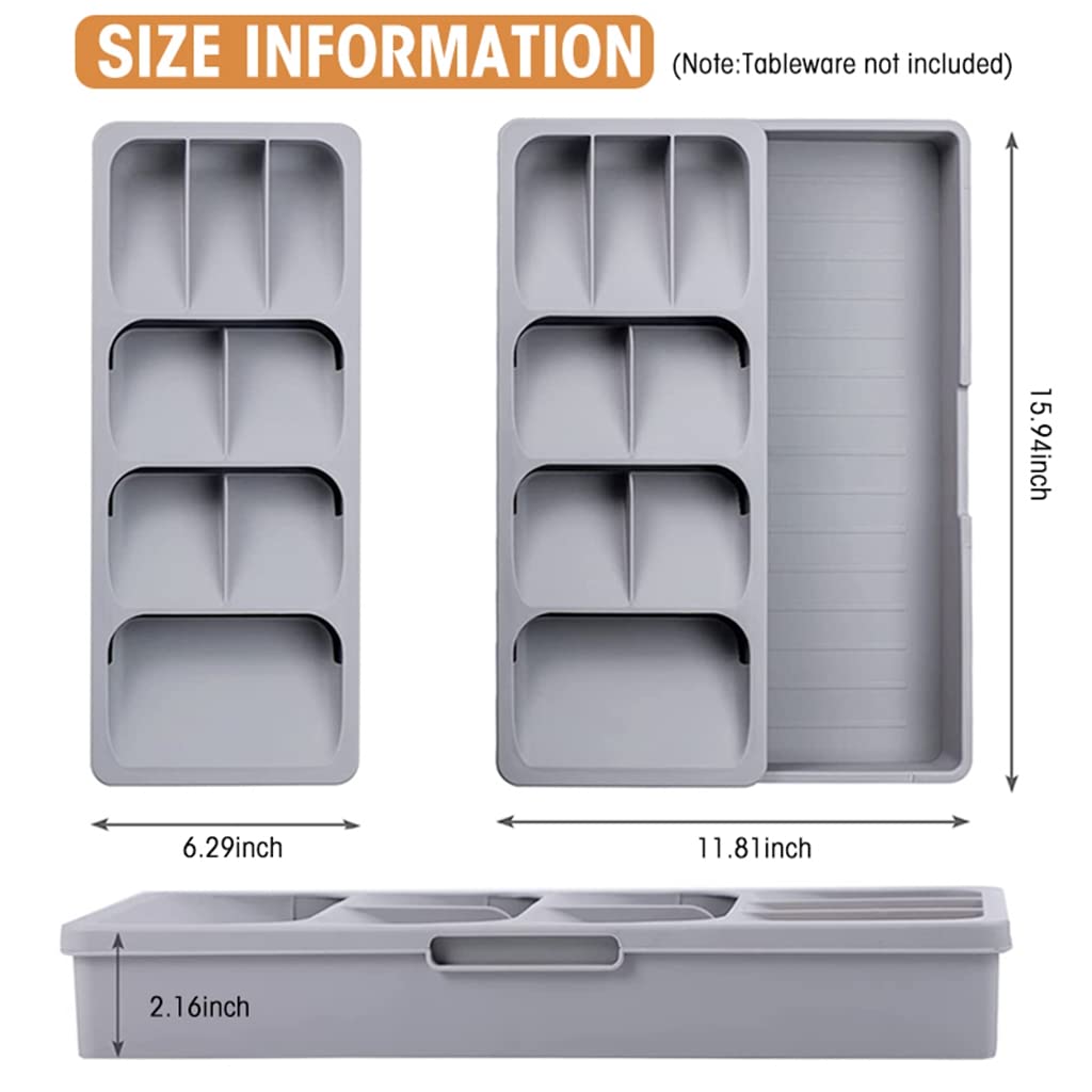 HASTHIP Cutlery Tray for Kitchen Drawer with Double Layer Design and 40.5×16.5×5.5 cm Size | PP Plastic Utensil Organizer