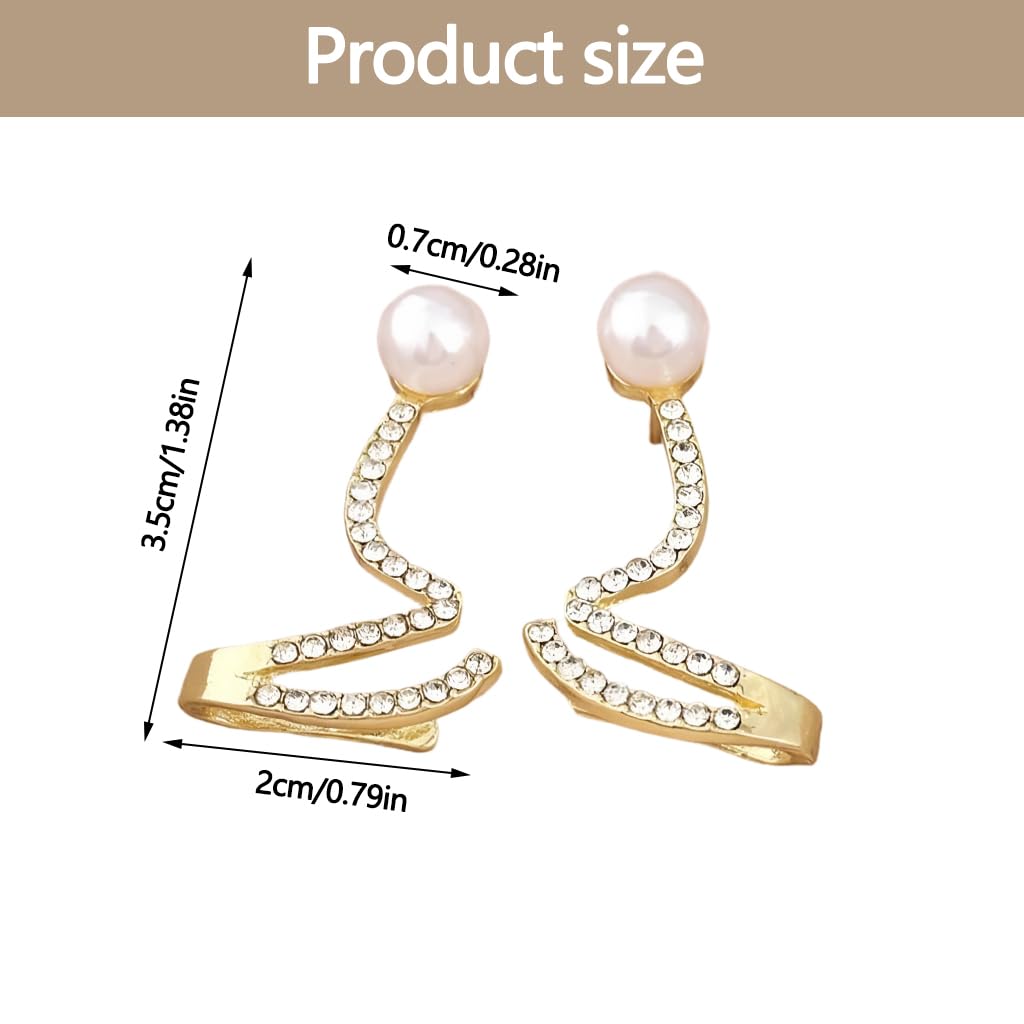 ZIBUYU Pearl Earrings for Weddings with Cubic Zirconia Climber Design | Elegant Gift for Women