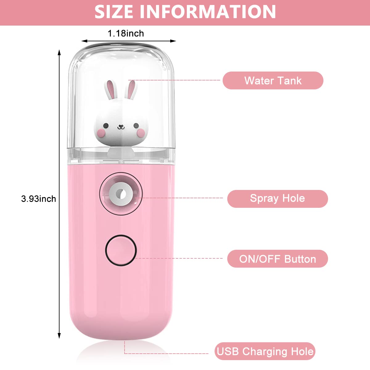 Venzina Mini Facial Nano Mist Spray for Skin Hydration with 30ml Capacity and USB Rechargeable Design