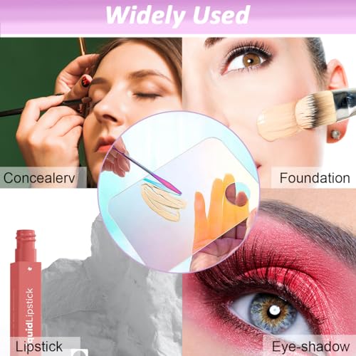MAYCREATE Makeup Spatula Acrylic Makeup Palette Mixing Tray Set, Foundation Spatula for Makeup, Clear Hand Mixing Palette for Makeup, Eye Shadow Lipsticks Nail Art Palette