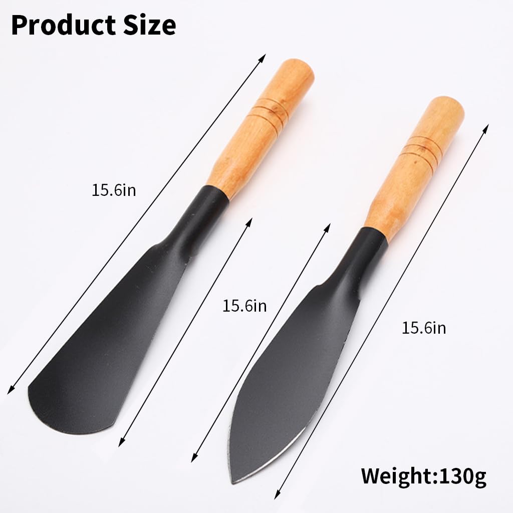 Optifit® Premium 32cm Mn Steel Garden Shovel Set (2pc) - Ergonomic Wooden Handle, Rust-Resistant, Versatile Tools for Planting, Transplanting & Cultivation in Home & Patio Gardens