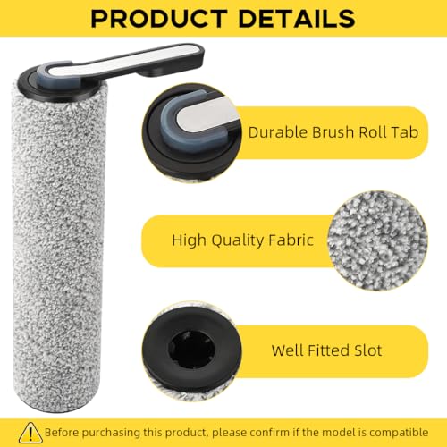 HASTHIP® Replacement Brush Roll HEPA Filters for Tineco Wet Dry Vacuum Includes 12PCS Soft Microfiber Use Roll and 4PCS Filters for S3 F3 S5 3.0 2.0 2.0slim