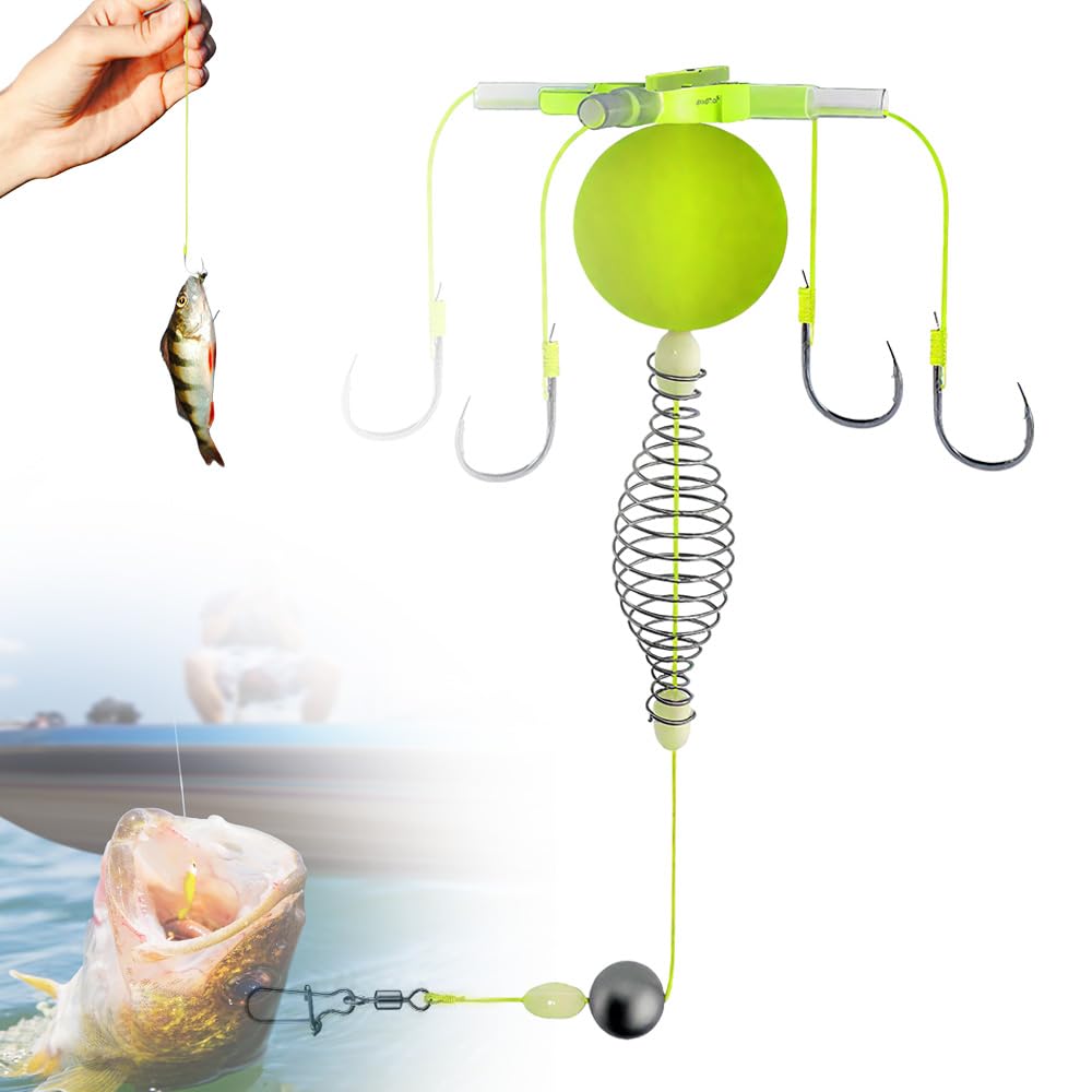 Proberos® Reverse Bottom Fishing Rig Hook, 2025 New Durable Fishing Accessories, Easy to Use Fishings Rig, Lightweight Fish Gear, Beginner Lure Ideal for Amateur Anglers-Green