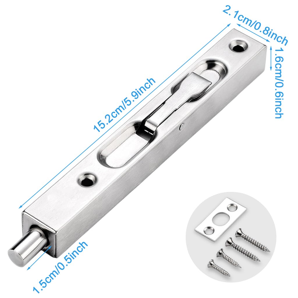 Serplex Flush Bolt for Double Door featuring 6 in Spring Loaded Push Lever | 304 Stainless Steel