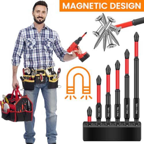 Serplex® Set of 12 TS2 Screwdriver Bit Heavy Duty S2 Alloy Steel Hex Shank Bits with 6 Length for Impact Driver Electric with Holder 3PCS