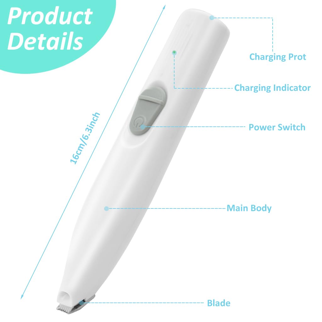 HASTHIP Cat Dog Trimmer for Paw with LED Light and 16.5cm Pen Design | USB Rechargeable