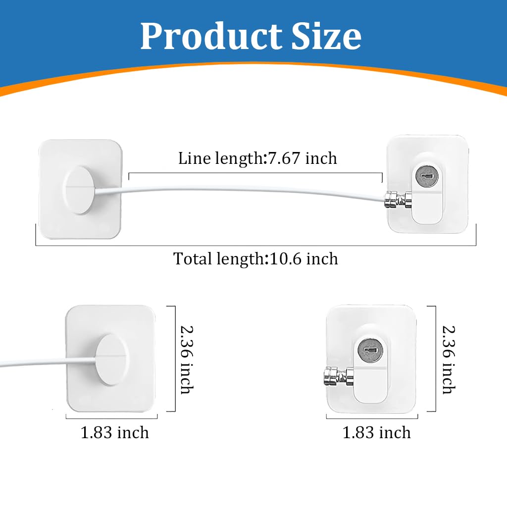 STHIRA Child Lock for Drawers and Refrigerator with Keys featuring Stainless Steel Chain | Self Adhesive 2Pcs Safety Device