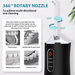 HANNEA® Professional Cordless Dental Flosser, Portable Oral Irrigator for Teeth, 3 Modes Rechargeable & IPX7 Waterproof Teeth Cleaner with 220ml Detachable Water Tank for Home Travel, Black