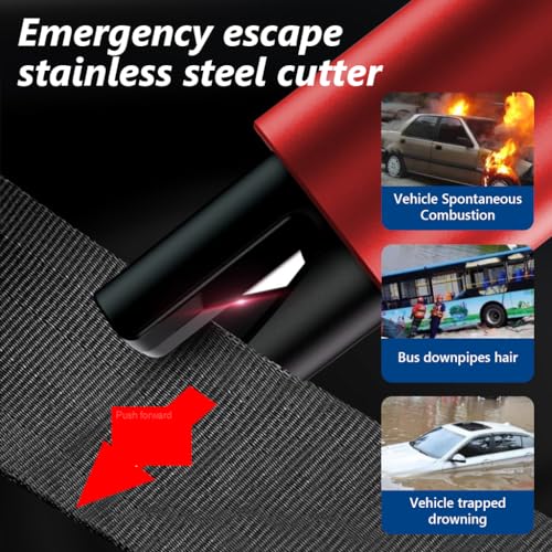 ZIBUYU® 2Pcs Car Emergency Glass Cutter Tool and Seat Belt Cutter Aluminium Car Accessories Hammer Self Defence Safety Gadgets Glass Breaker with Led Automotive Escape Safety Hammer