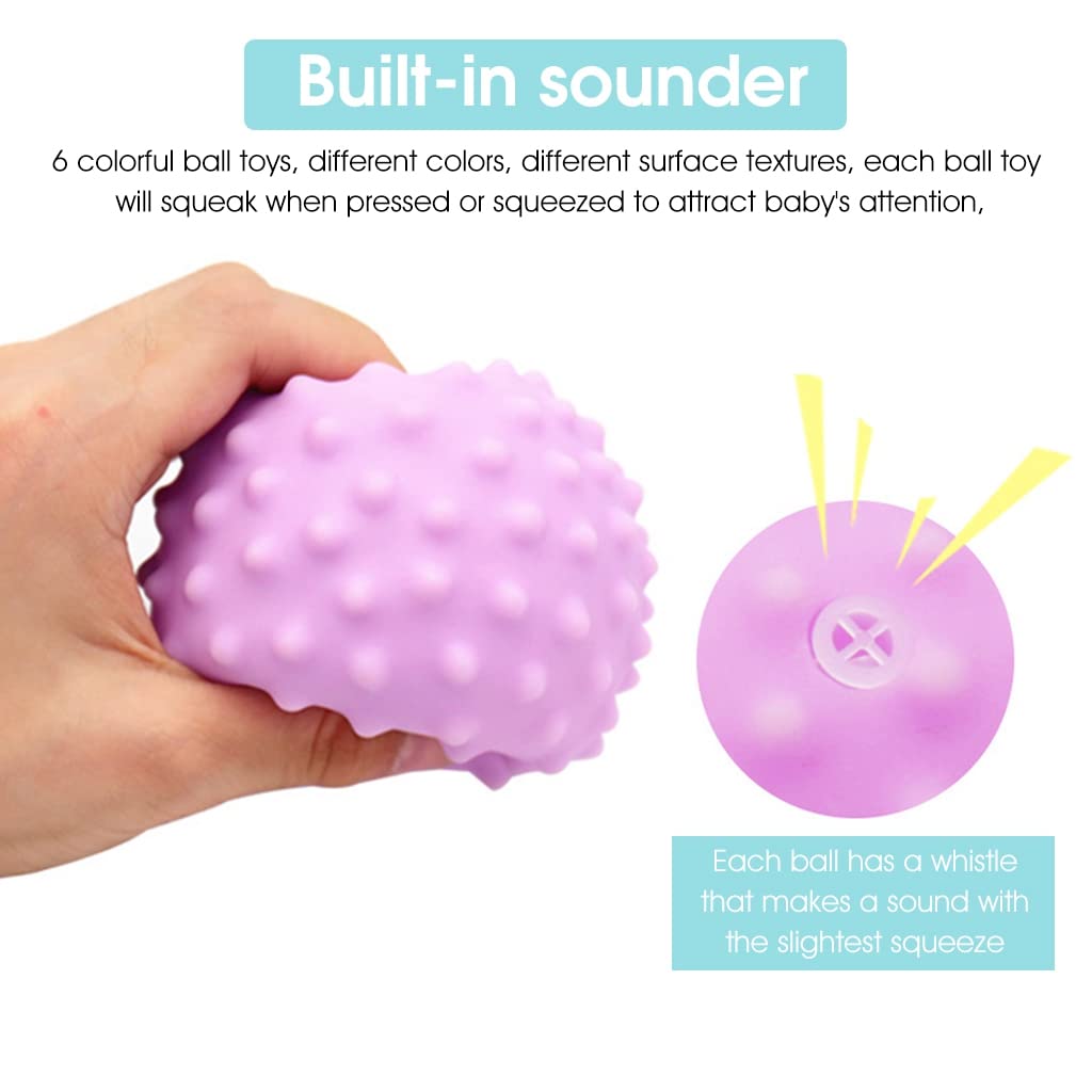 PATPAT Balls for Kids with 6 Textured Squeaky Designs in Soft Food Grade Vinyl | Bath & Sensory Play
