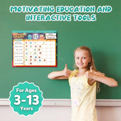 PATPAT® Reward Chart Kids Daily Self-Discipline with 27 Sheet Custom Behavior Self-Checking Table and 2280 Color Stickers Magnetic Good Habit Cultivation Calendar Multicolor 54PCS