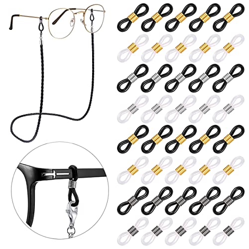 HASTHIP® 40pcs Eyeglasses Chain Hook Attachment Rubber Ends, Glasses Spectacles Chain Retainer Ends Sunglasses Strap Holder Loop Connectors