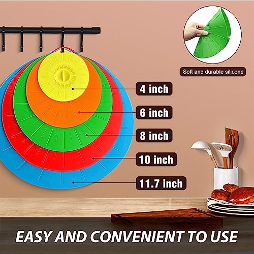 HASTHIP® Heat Resistant Microwave Cover, Silicone Lids Covers for Food, Silicone Stretch Lids and Food Covers, 5 Sizes Reusable Heat Resistant Food Lids fits Cups, Bowls, Plates, Kitchen Gadgets