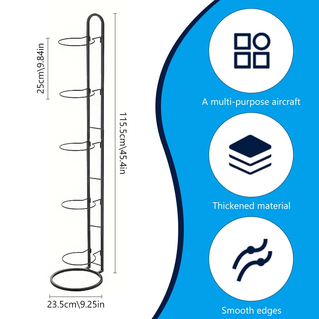 Proberos Basketball Storage Rack for Sports Equipment with 5 Ring Holders and 45.4 in Metal Frame | Easy Assembly Organizer for Gym and Garage