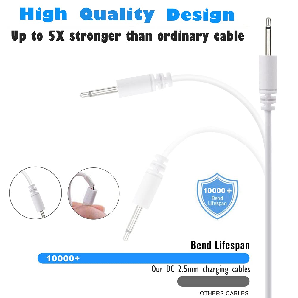 ZORBES  Charging Adapter 2.5Mm Jack Cable Usb To Dc 2.5Mm To Usb Charging Cable For Toy, Beauty Product, Magic Mate, White