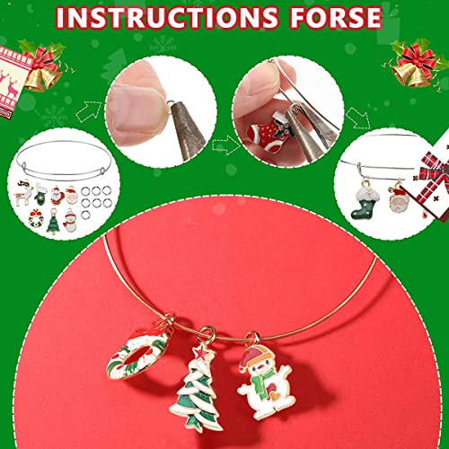 SANNIDHI® 100PCS Christmas Charms Pendants Kit Assorted Cartoon Gold Plated Enamel Pendant for Necklace Bracelet Jewelry Making DIY