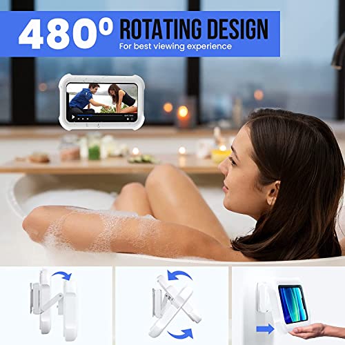 ZORBES Shower Phone Holder Waterproof, Anti-Fog Universal Phone Stand Case with HD Touch Screen and 480°Rotation Design, Bathroom Wall Mount Waterproof Pouch for iPhone 14 13 12 11 Pro Max XS XR