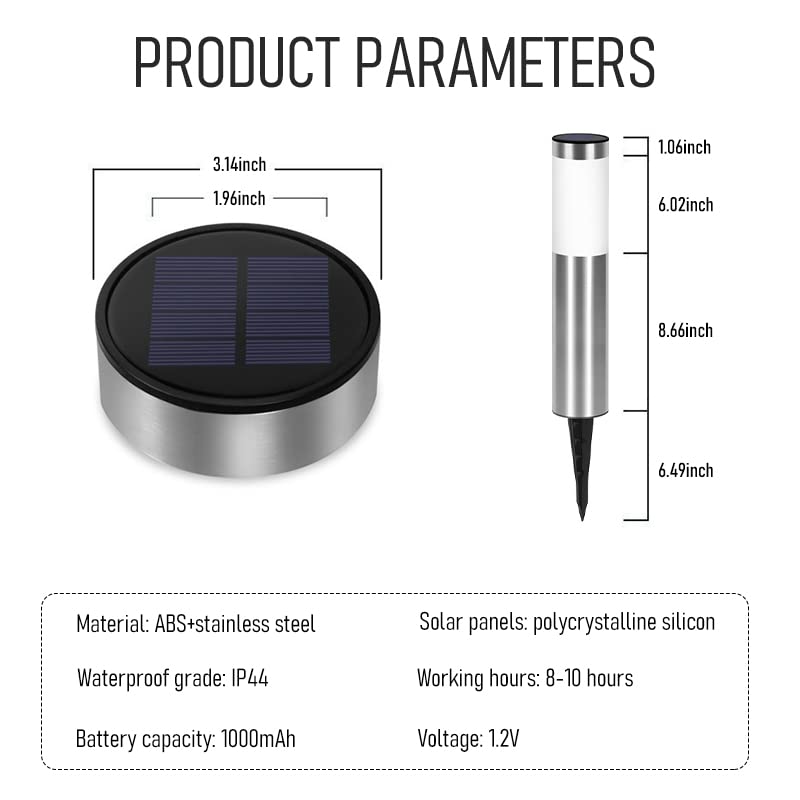 ELEPHANTBOAT Solar Lights for Garden Pathway with Monocrystalline Panel and IP44 Waterproof Design | 360° White LED Illumination