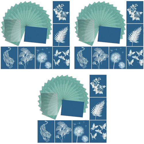 HASTHIP® 24 Sheets Sun Sensitive Watercolor Paper A5 Cyanotype with Acrylic Panel High Sensitive White Solar Activated Nature Printing for Kids Adults Crafts DIY Project 72 PCS