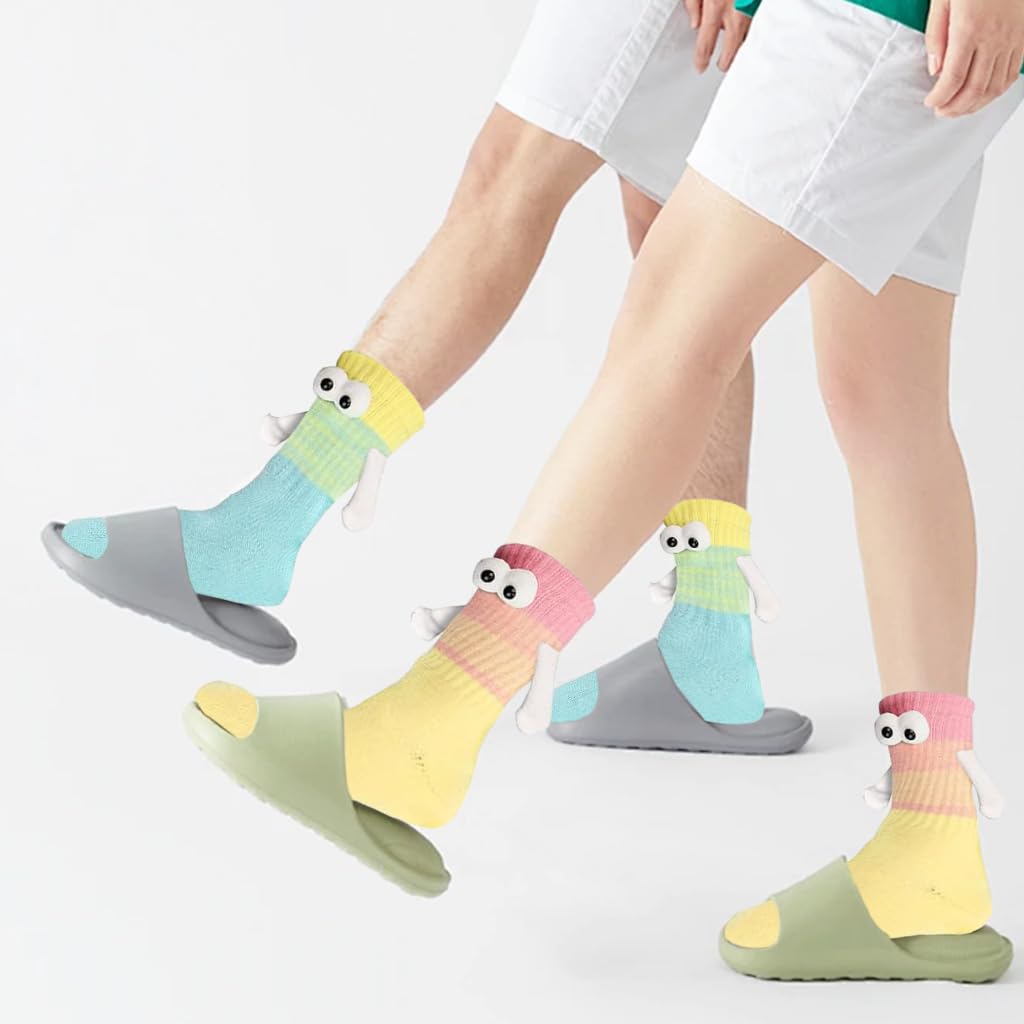 Venzina Holding Hands Socks for Couples featuring Magnetic Suction and 2 Pairs Cotton Gifts