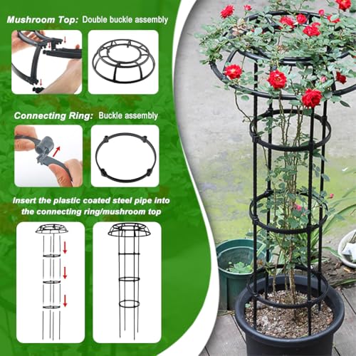 HASTHIP® Upright Trellis for Climbing Plants Garden Creeper Plant Support Steel Pipe Adjustable Outdoor Indoor 135 CM Trellis 2 PCS