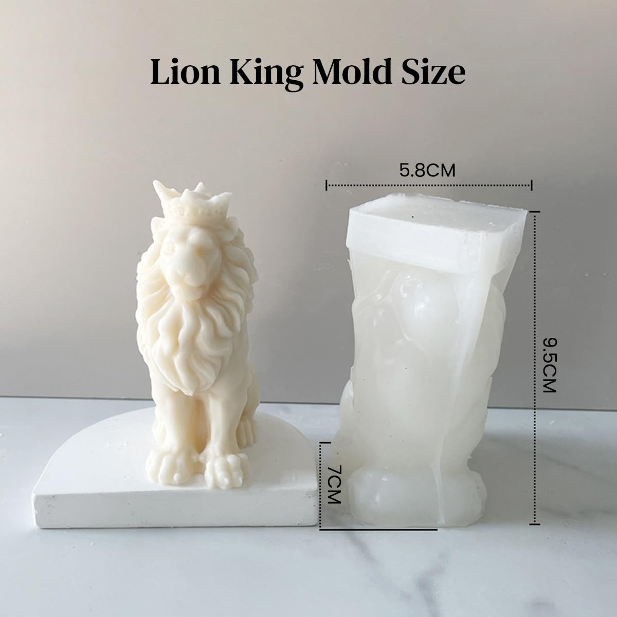 HASTHIP 3D Lion Candle Mold for Resin and Chocolate Crafts featuring Crown Design 5.7x9.4cm Silicone