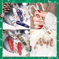 HASTHIP® 10 Sheets Nail Art Decal DIY Christmas Nair Art Decals Sticky Nail Art Decals Christmas Assorted Christmas Santa Claus Theme Series Nail Decals Creative Nail Art Sticker for Christmas, Party