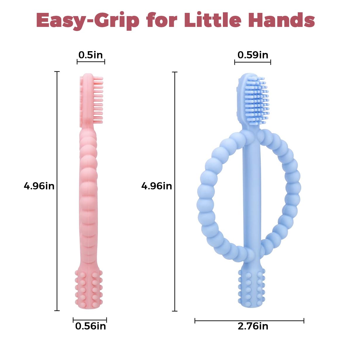 SNOWIE SOFT Baby Silicone Toothbrush 2Pcs for 0–18 Months with Ring Grip | BPA Free Sensory Brush