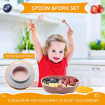 SNOWIE SOFT® Food Grade PP Meal Set Plate Bowl with Spoon Dinnerware Self Feeding for Baby Toddler Durable Nonslip Suction Base Non Toxic - BPA Free (Pink)