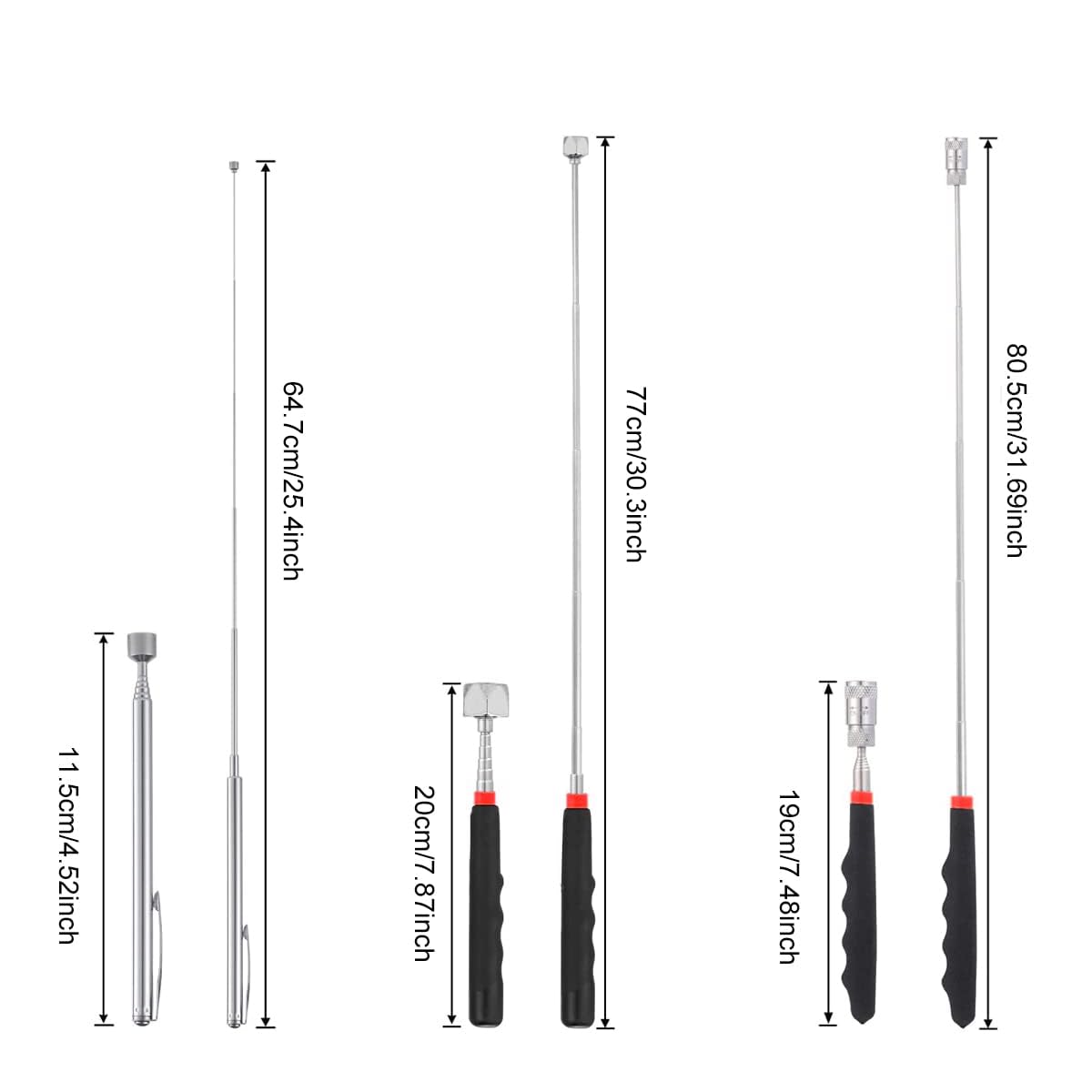Serplex Magnetic Pickup Tool Set for Car Repair with LED Light and 32 in Telescoping Steel Shaft