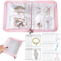 MAYCREATE® Transparent Jewelry Storage Book, Anti Oxidation Jewelry Storage Organizer Bag with 60 Pockets for Bracelets Necklace Rings, Pink