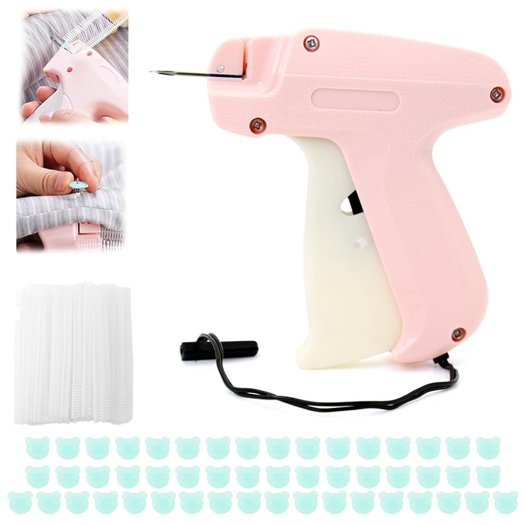 HASTHIP Quick Stitch Sewing Gun for Clothing Fixes with 660 Rubber Fasteners | Pink Portable Hemming Tool