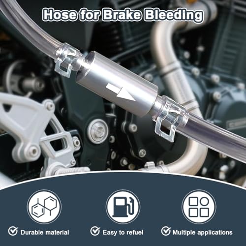 STHIRA® Brake Bleeder Hose,One Way Check Valve Tube Bleeding Tool Kit for Car Motorcyle Clutch, 2025 Upgraded Universal Brake Fluid Bleeder with 2 Screw Caps and 2 Spring Clamps