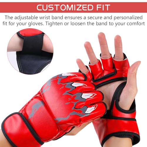 Proberos Boxing Gloves, MMA Gloves with Adjustable Wristband, Training Boxing Gloves, Pu Boxing Gloves for Men & Women with Moulded Foam Padding, Sweat Wicking Lining