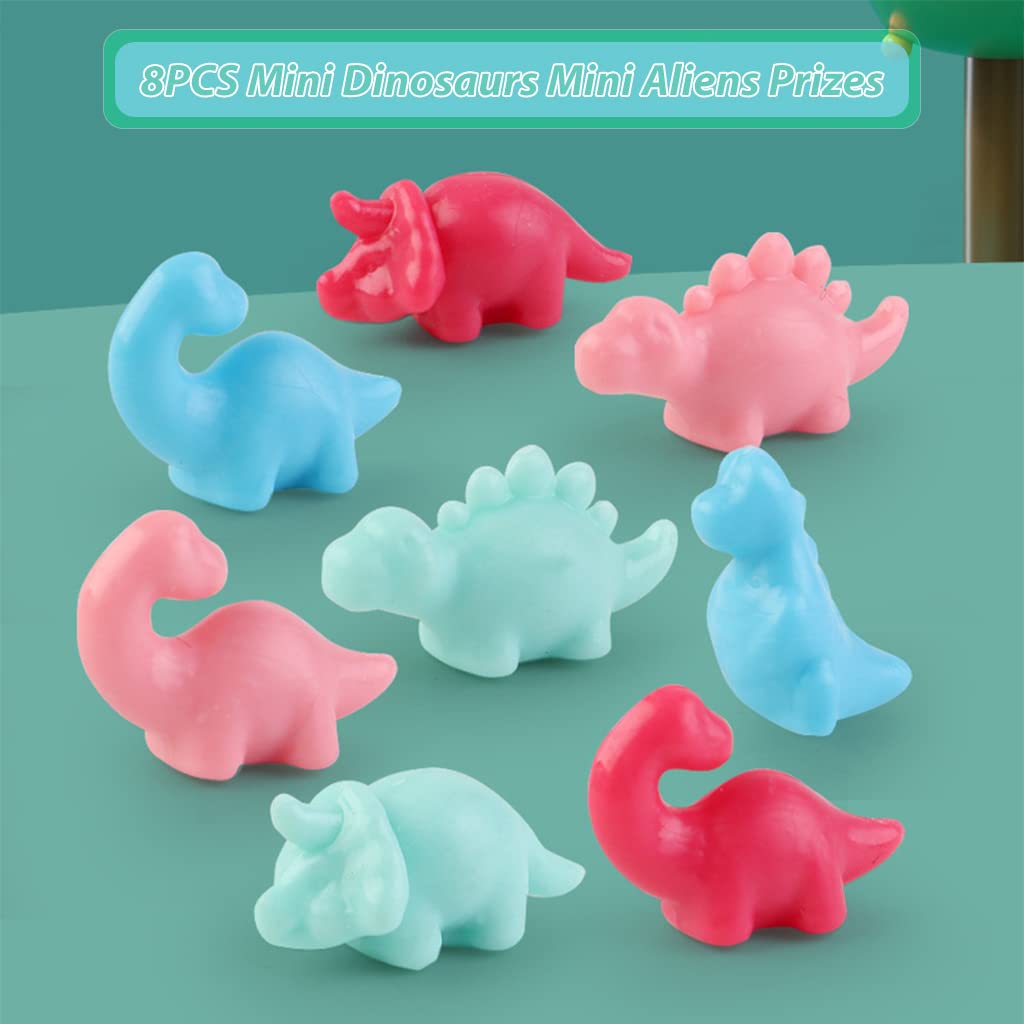 PATPAT Mini Claw Machine for Kids with 8 Dinosaur Prizes and 3 Lever Control | Green Toy Gift